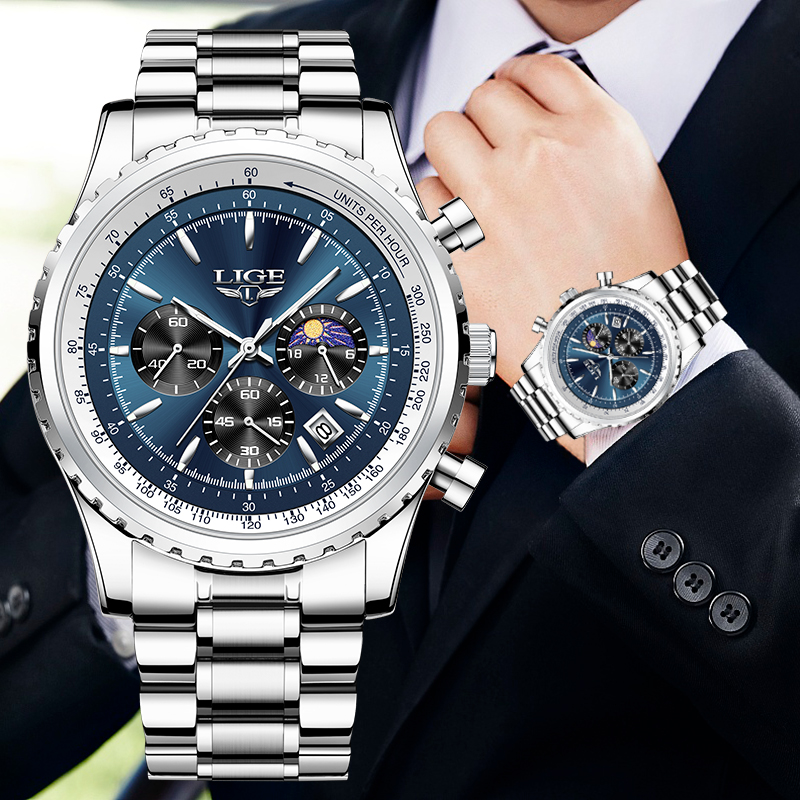 Jewelry Inspired Watches - Часы наручные LIGE Мужские кварцевые, брендовые